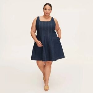 NWT Kate Spade Blue Denim Pleated A-Line Mini Dress Size 28